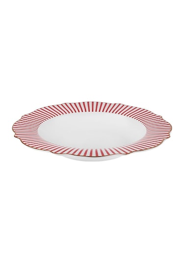 Karaca New Romantic Kırmızı İnce Çizgili Çukur Tabak 24 cm