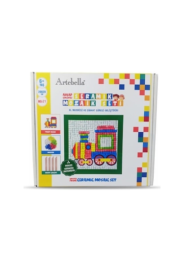 21 I Çocuk Ahşap Çerçeveli Seramik Mozaik Set 20x20 Cm