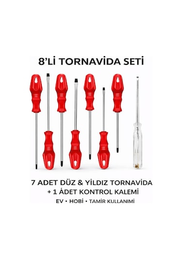 Senbang 7 Li Tornavida Seti Düz & Yıldız Tornavida + Kontrol Kalemi Ev Ve Hobi Kullanımı -