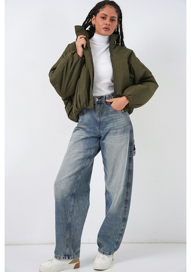 Bigdart Kadın Oversize Bomber Şişme Mont 5124 - Haki
