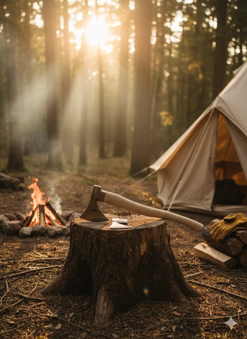 Profesyonel Odun Yarma Baltası / Kamp Baltası - Tam Dövme Çelik - Uzun Sap
