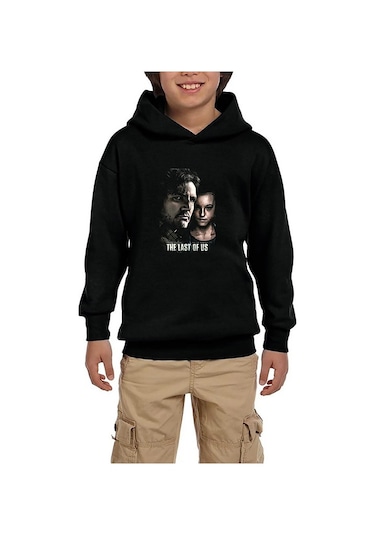 The last of Us Poster Siyah Çocuk Kapşonlu Sweatshirt Siyah