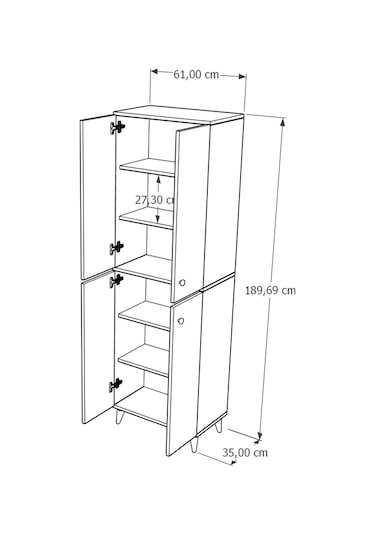 Furex 6 Raflı 2 Kapaklı Çok Amaçlı Banyo Dolabı Beyaz Beyaz