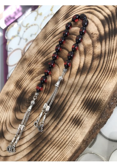 Sultan Telkari Kırmızı Sürmeli Model Toz Kehribar Zaza Tesbih