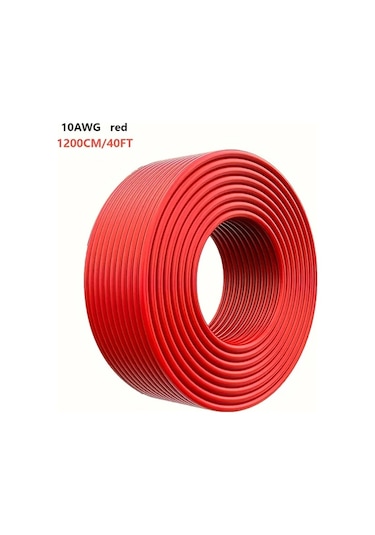 Chuangyinshop 1 Parça Kalaylı Bakır Panel Uzantı Kablosu 10awg Red 40ft 36v Çalışma Voltajı
