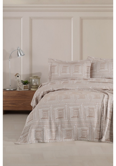 Birhome Concorde Çift Kişilik Yatak Örtüsü Takımı Bej