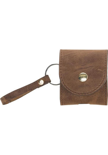 Airpods 2.Nesil Uyumlu Deri Kılıf Mai Snap G2 Antik Kahverengi