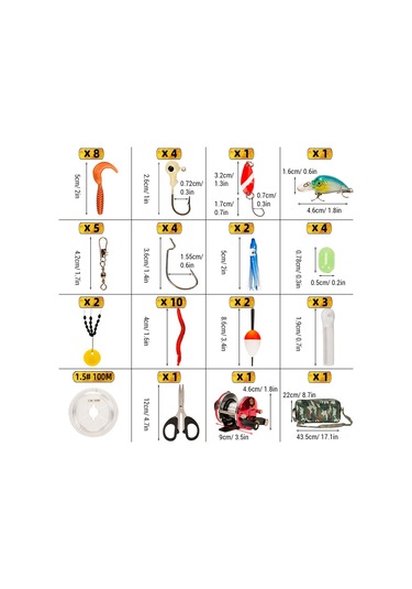 Jeemson Kışlık Dış Mekan Balıkçılık Seti 52 Parça - 50cm İki Parça Kamış Ve Tüm Zaraflar İle Donatılmış