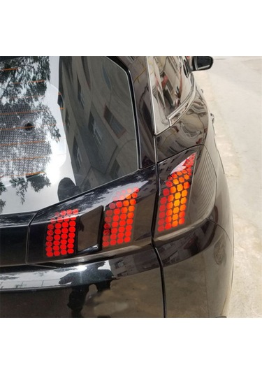 Singree Evrensel Araç Stop Lambası Sticker - Siyah Pvc Bal Peteği Desenli Yapışkanlı