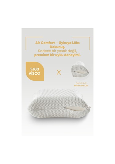 Rahat Uyku Yastığı - Air Comfort Cilt Dostu Anti Uv Ortopedik Visko Uyku Yastığı - Lüx Yumuşak Tuşe Beyaz