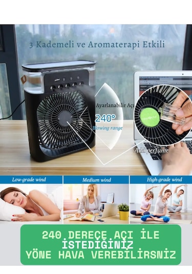 Arell Taşınabilir 600ml Buzlu Buharlı 5 Spreyli Mini Buzlu Fan