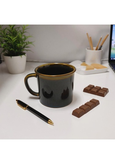 El Yapımı Seramik Kupa Organik Boya Haki