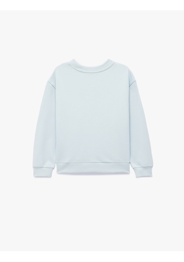 Koton Nakışlı Uzun Kollu Bisiklet Yaka Pamuklu Sweatshirt Mavi 6wkg10367ak Mavi