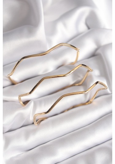 Gold Renk Zikzak Model Ajda Bileklik - Ebj261410w29314 Renkli