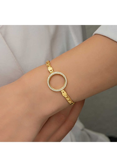 Casera's Gümüş Çeyrek Takılabilen Altın Kaplama Kadın Bileklik Csr2184534 Gümüş