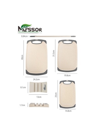 Messor Plastik Kesme Tahtası Seti Standlı 193966509 Bej