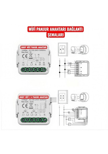 Tuya Destekli Akıllı Wifi Panjur Anahtar Modülü