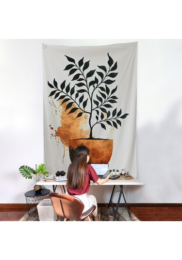 Dekoratif Minimal Bitki Duvar Örtüsü-7651