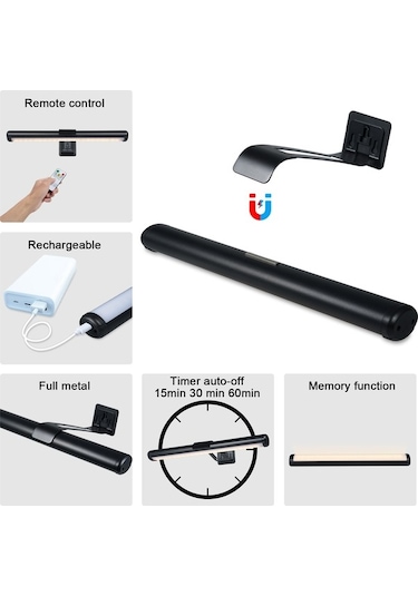 Ulzyvf Şarj Edilebilir Manyetik Lamba - 3 Renk, Uzun Pil, Dokunmatik Beyaz Beyaz