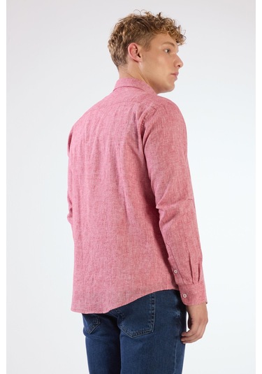 Kırmızı Düz Erkek Gömlek - Regular Fıt Kırmızı