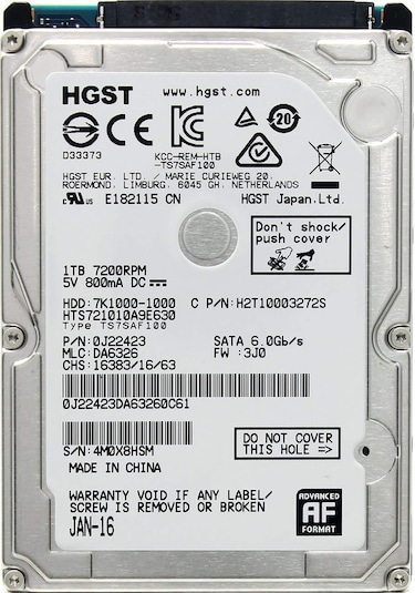 HGST Travelstar 7K1000 HTS721010A9E630 2.5" 1 TB 7200 RPM SATA 3 HDD