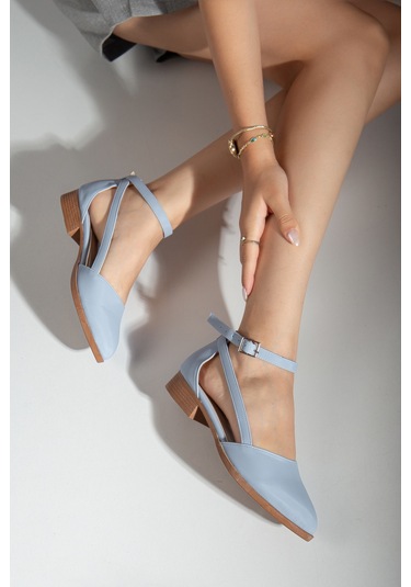 Rayna Kısa Topuk Cilt Ayakkabı Mavi
