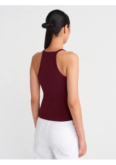 Dilvin 21106 Düğme Detaylı Askılı Atlet-bordo Bordo