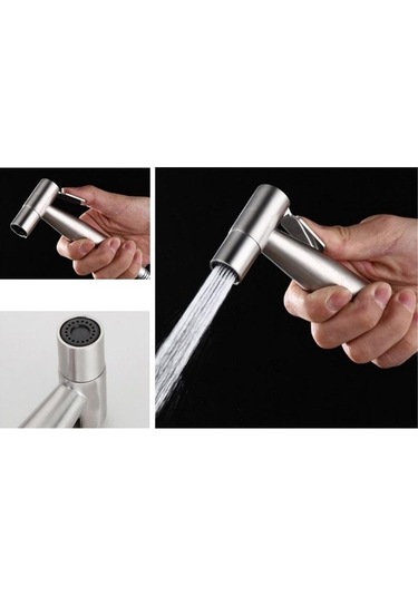 Pazly Suntek Klozet Püskürtücü Bide - Tuvalet Püskürtücü Ve Bide Tutucu Seti Gümüş