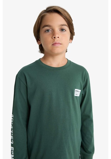 Defacto Erkek Çocuk Pijama Takımı Baskılı Uzun Kollu Üst Uzun Alt F3346a825wngn438 Yeşil