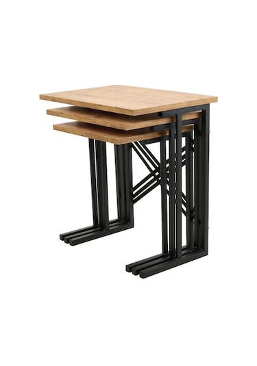 Ceramical Metal Ayaklı Eco X Zigon Sehpa - Atlantik Çam - 54x35x53 Cm Atlantik Çam