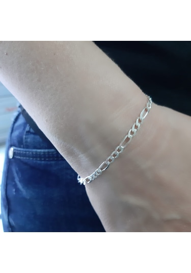 925 Ayar Gümüş Figaro Model Erkek Bileklik 4.5 Mm