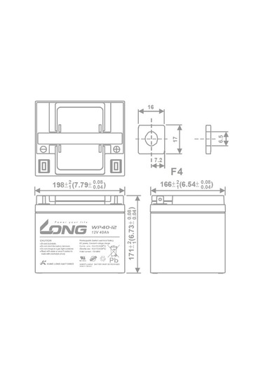 Long WP40-12 12 V 40 AH Bakımsız Kuru Akü