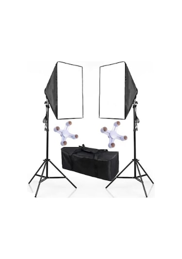Soligor Softbox 50 x 70 CM Paraflaş 4 Duylu Adaptörlü Sürekli Işık Seti
