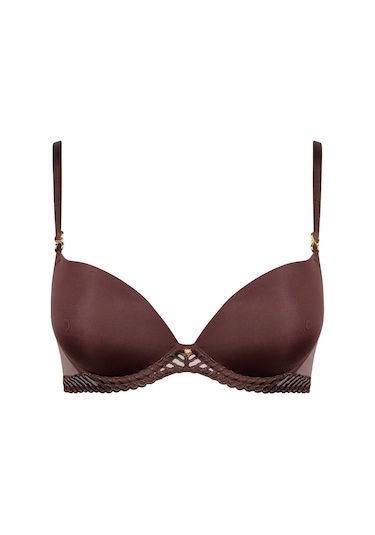 Aubade Sheer Emotion Push - Up Bh, Grs Sertifikalı, Transparan Tüllü Sütyen Koyu Kahverengi