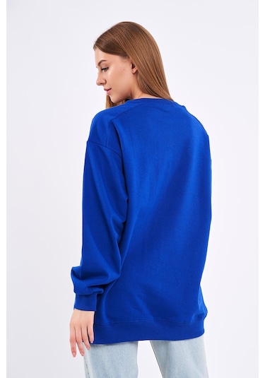 Comeor Saks Kadın Pamuklu Oversize Basic Bisiklet Yaka Sweatshirt 001