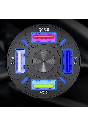 Blue Team Qc3.0 4- Port Çıkışlı Çoklu Usb Araç Şarjı Şarj Aleti 25w Pd Siyah