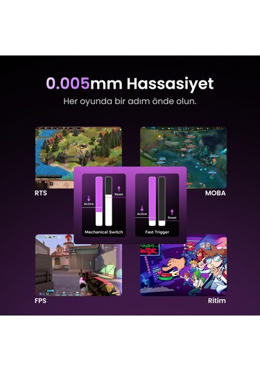 Gravastar Mercury V75 Hall Effect, Rapid Trigger 8.000 Hz Kablolu Manyetik Klavye + Xpro 32.000 Dpı Optik