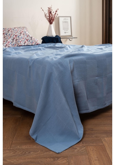 Soley Serenity %100 Pamuk 200 X 220 Cm Çift Kişilik Pike Mavi