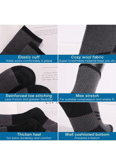 Folinda 3'lü Paket Yünlü Çorap - M 35-39 Numara - Hafif Gri - Yumuşak, Nefes Alır, Su Emici - Günlük Kullanım Ve Spor İçin Açık Gri