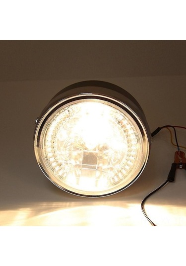 Besthome1 Retro Motosiklet Ön Farı - 8'lik Led Melek Halkalı, Çift Işık Seç, Abs+pc, Eco Enerji