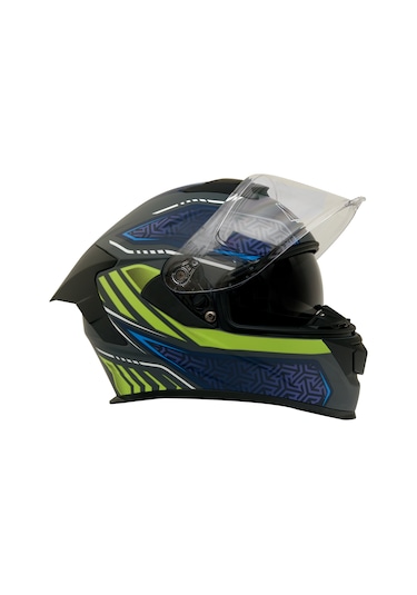 My Helmets Mks001-rgby Yarış Spoiler Güneş Vizörlü Şeffaf Full Face Motosiklet Kaskı Çok Renkli