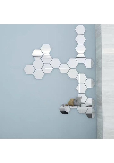 Gümüş Esnek Yansıtıcı Altıgen Ayna Levhalar Kendinden Yapışkanlı Ayna Fayansları Cam Olmayan Ayna Etiketi Type 2 Gümüş