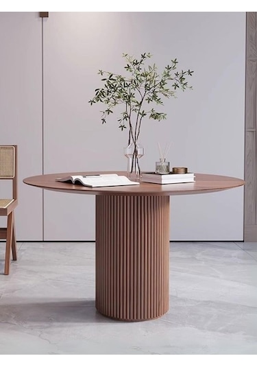 Breeze Yuvarlak Ahşap Bohem Masa 110x110 Beyaz