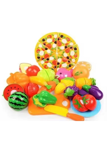 Pizza Kesilen Meyve 41 Parça Sebze Dondurma Bisküvi Pasta Kesme Tahtası Evcilik Oyuncak