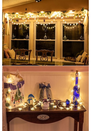 Technojet Dekoratif Kar Tanesi Şerit Led Yılbaşı Ağaç Süsü 10’lu