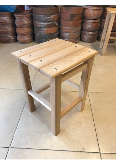 Ahşap Tabure Gürgen Ağacı 40 Cm