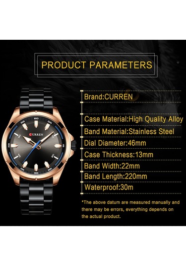 Curren Erkek Kuvars İş Moda Saati Paslanmaz Çelik Kayış Basit Yaratıcı Kol Saati İş Tarih Parti Hediyesi Diğer