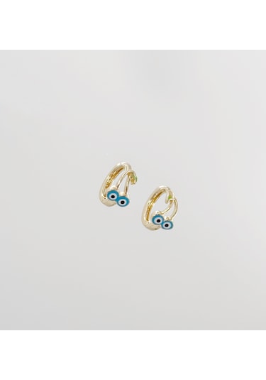 14k Gold Plated Blue Cherry Hoop Küpe Gold