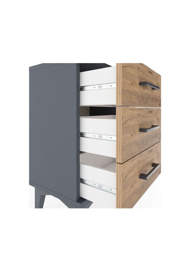 Arges Komodin 3 Çekmeceli 44x30x64 Antrasit-çam Antrasit
