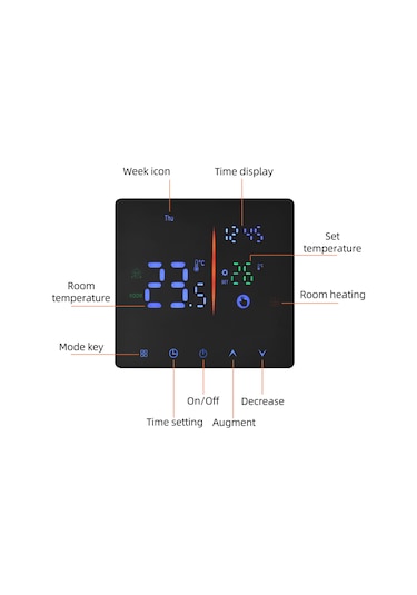 Skycity East1 Sıcaklık Kontrol Cihazı, Tam Dokunmatik Ekran, Çocuk Kilidi, 3a Su Isıtma, Otomatik/manuel Mod, Ntc Sensörlü, Siyah Wifi Yok